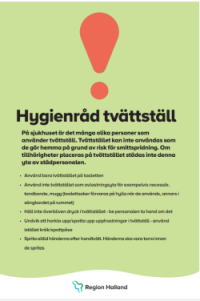 Affich om hygienråd för tvättställ